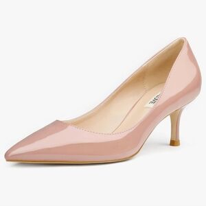 June In Love Beige Pumps Women's Shoes Pointed Low Heels Size 7